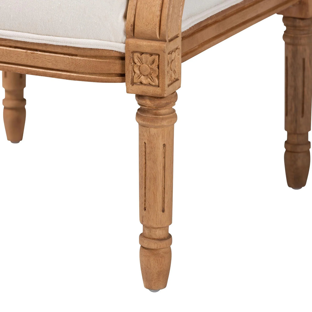 Finished Fabric Accent Studio Wood French Oak Beige Chair and Traditional Honey Baxton Garridan