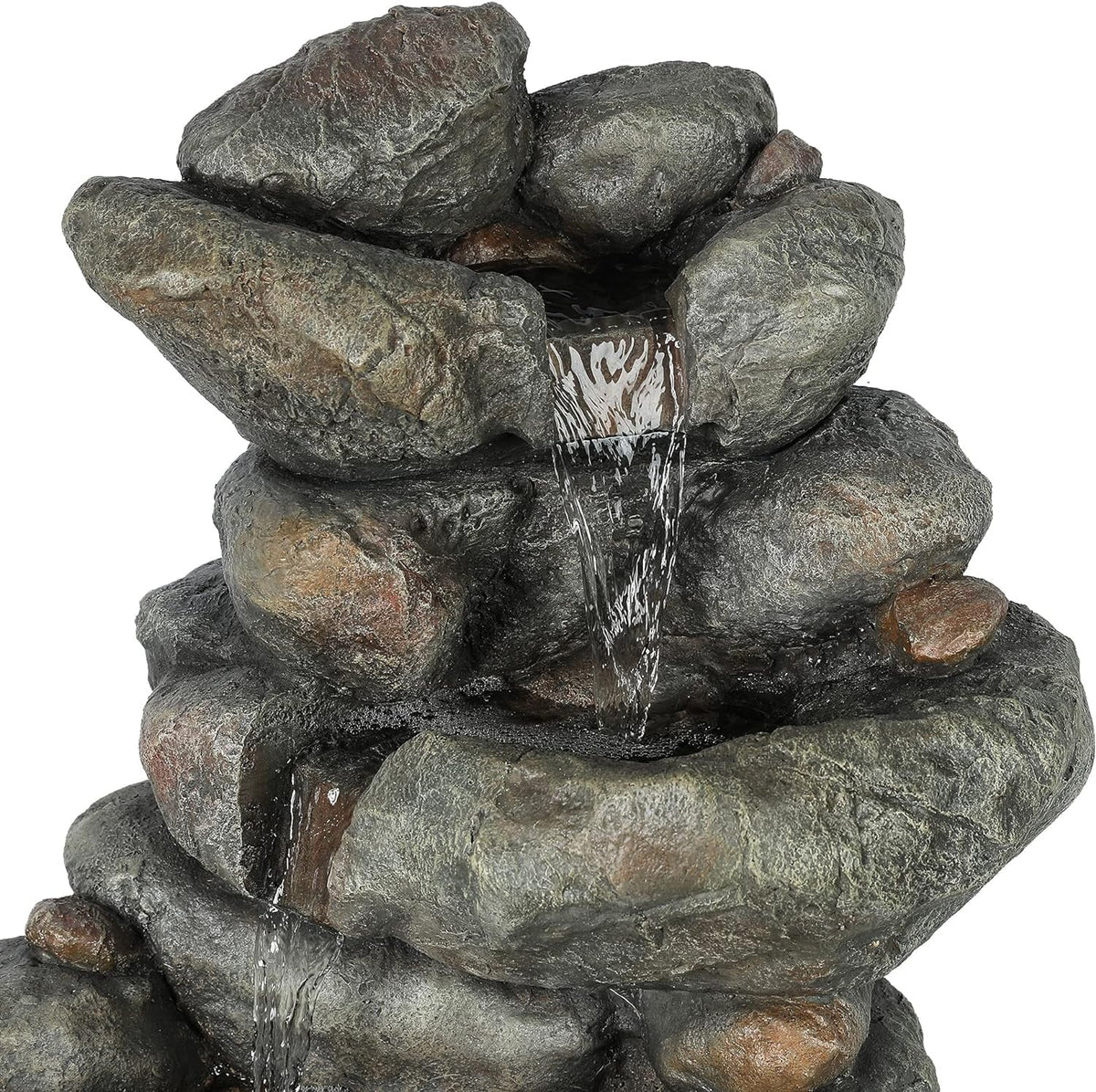 Waterfall Resin Backyard Cascading Rock Courtyard For Fountain, Floor Fountain Stacked Garden Outdoor Layer Fountain Decorative 4