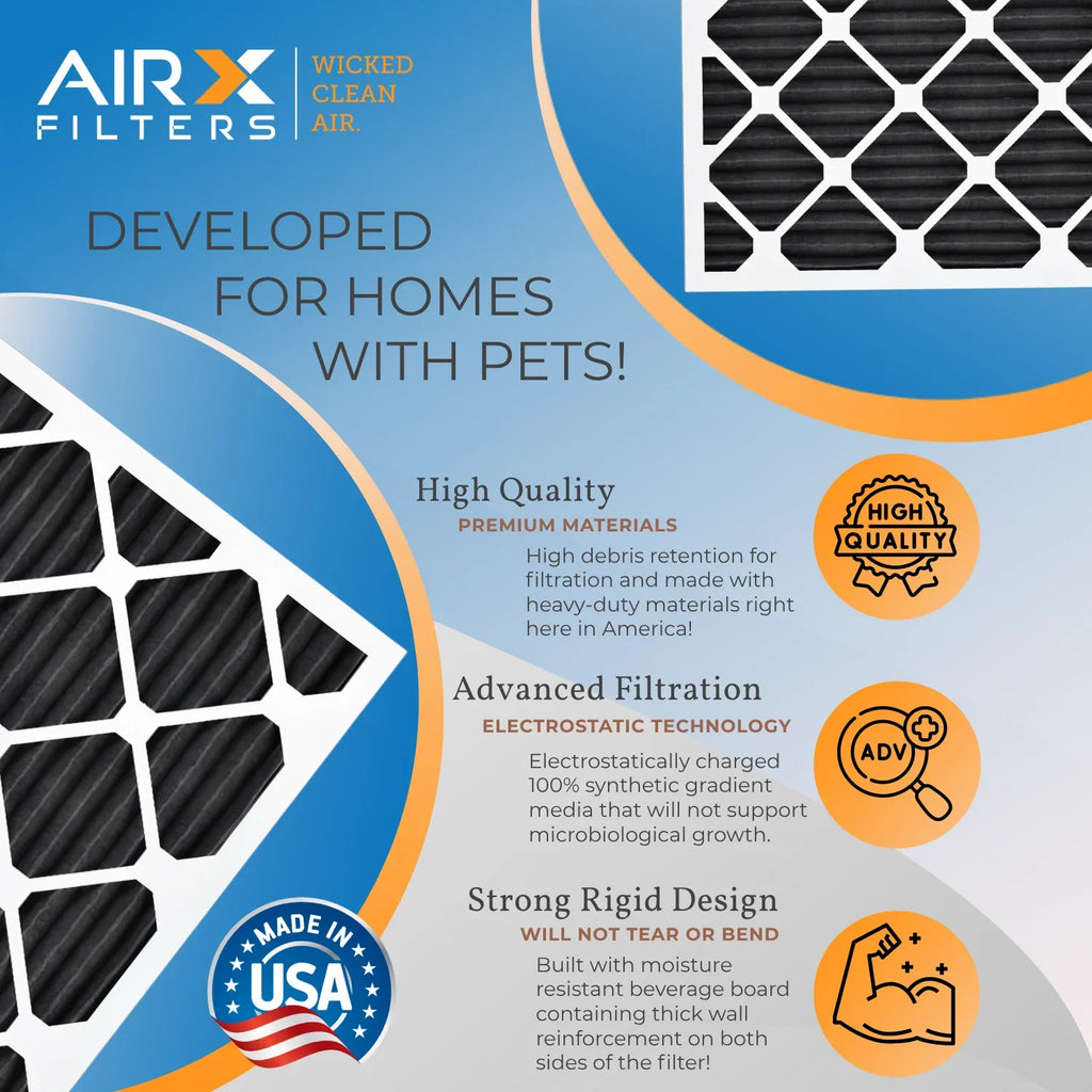 FPR in Rating, Air 12 Pack 5, AIRX Furnace USA of MPR Pet MERV 8 Filters AIR. Made Odor CLEAN Comparable Retention FILTERS 16x25x1 Filters - 700, to WICKED by Filter