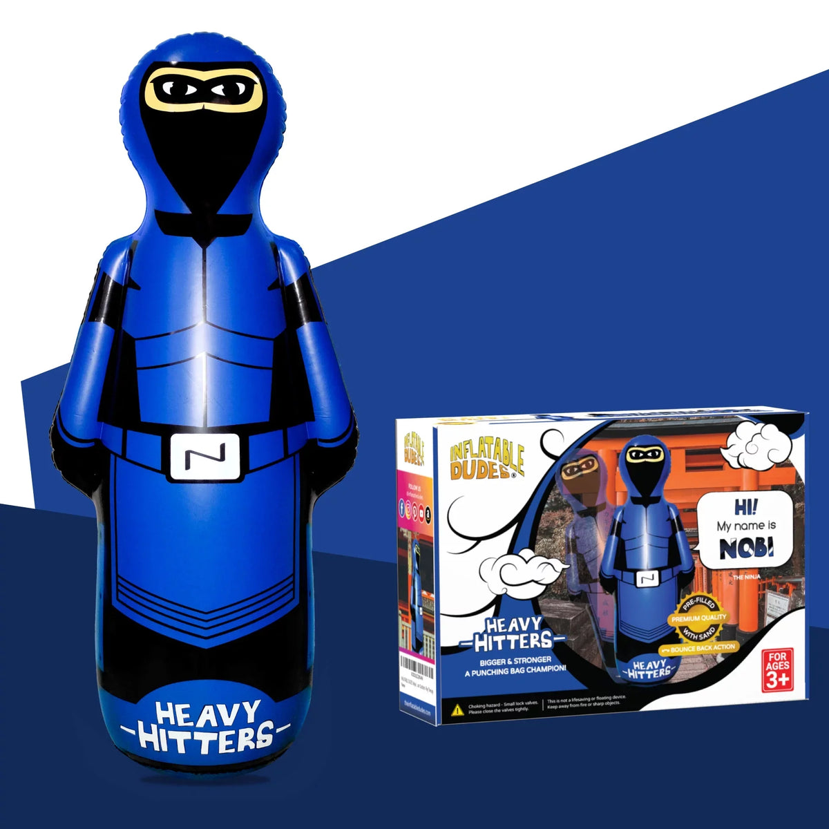 |Filled Bag (Inflatable 63 - Ninja Dudes) Large Punching Sand Kids with inches