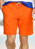 Orange, Classic Kailua Men's Fit Ralph Polo Trunks, Lauren Swim S $75