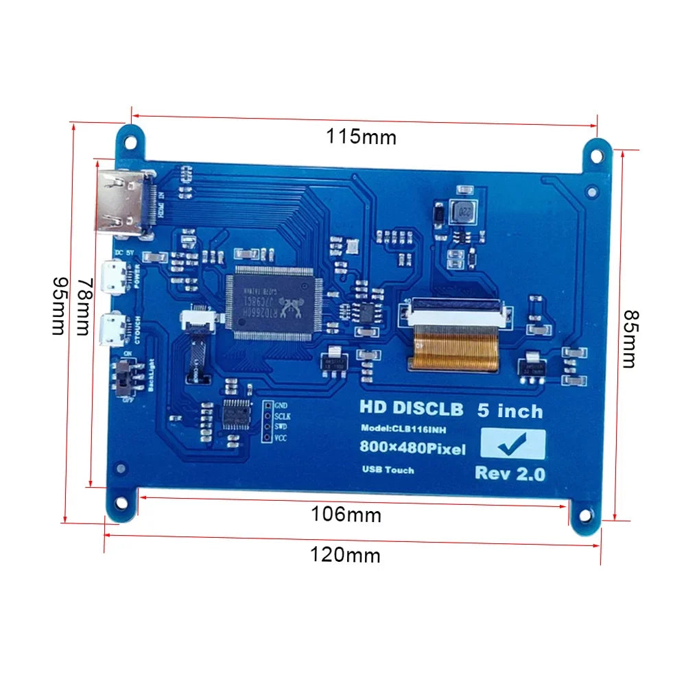 Compatible Tool Pi Touchscreen with 5 Educational Aibecy USBInterface Resolution InchCapacitive Display Portablewith Raspberry Small 800*480