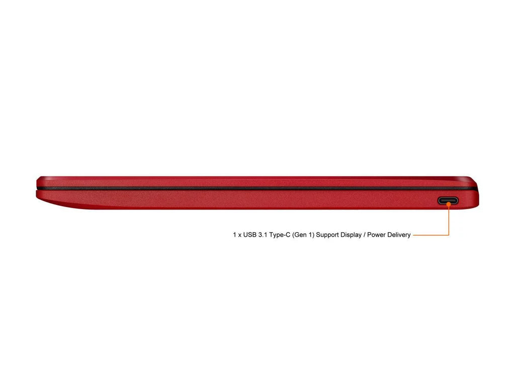Intel ASUS Red, Chromebook 32GB 4GB Flash Storage, C223NA-DH02-RD Laptop Celeron, in RAM, 12,