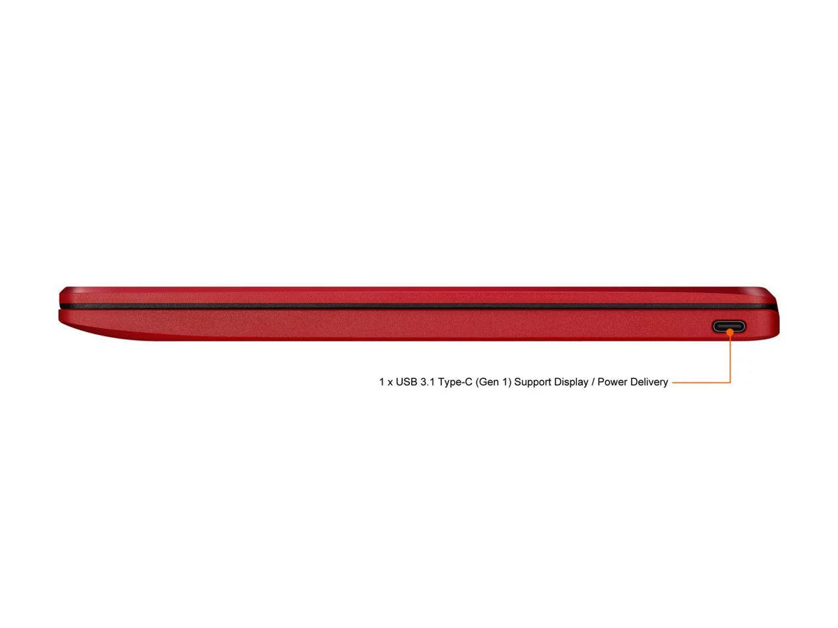 Intel ASUS Red, Chromebook 32GB 4GB Flash Storage, C223NA-DH02-RD Laptop Celeron, in RAM, 12,