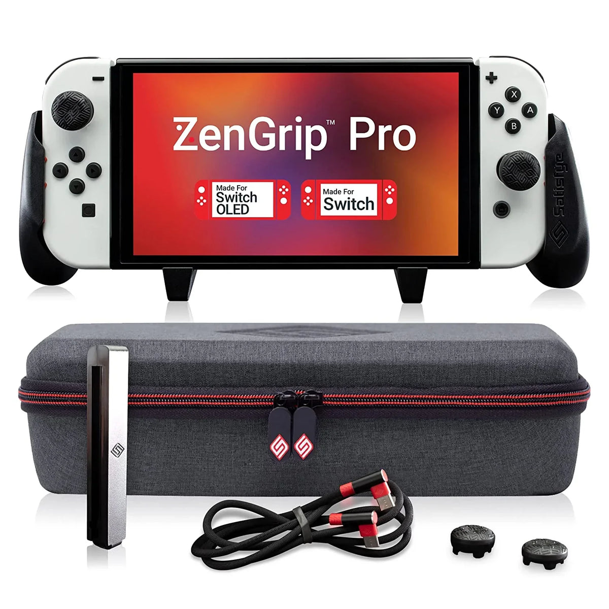 Rail a Bundle, Profile Elite Switch Thumbsticks+1 C-C Case with Cable. The Pro Gen and OLED JoyCon BONUS: Grip, 3 2 Compatible Satisfye USB includes: Elite Bundle Accessories - ZenGrip Low