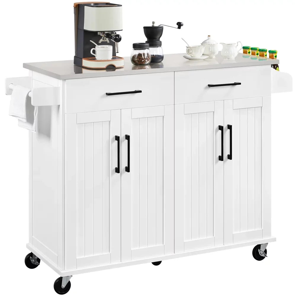 with Bar Cabinets & Spice Rack, Island & Towel Yaheetech Storage Kitchen Drawers White &