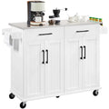 with Bar Cabinets & Spice Rack, Island & Towel Yaheetech Storage Kitchen Drawers White &