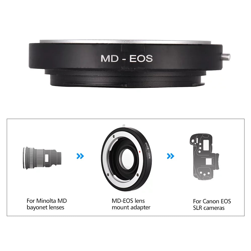 Camera, Lens, to with Mount Lens Minolta Corrective for EF Adapter MD Ring Compatible Canon with Lens Infinity Focus Allows