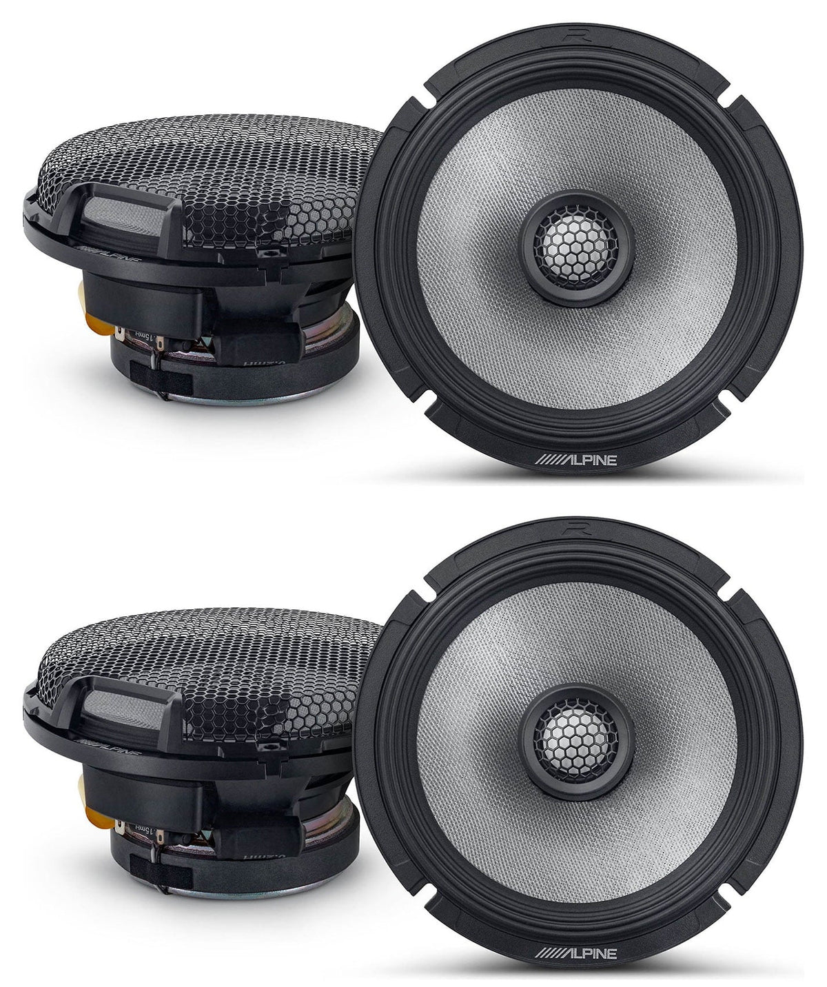 (4) Alpine R2-S65 High-Resolution 6.5" Speakers Audio Certified Car 2-Way