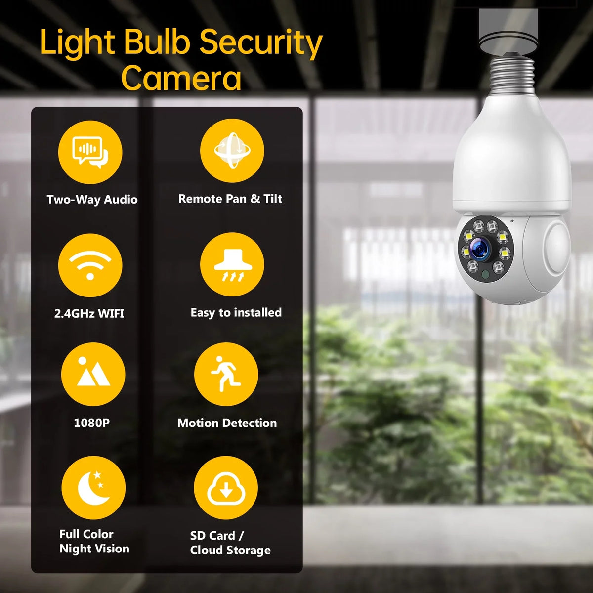 2-Way Bulb E27 Audio with Light Motion Color WiFi Camera TOGUARD Dome Wireless Security (4PCS) Vision Night Camera 2.4G 1080P Remote Access IP Outdoor, Detection 360° Camera
