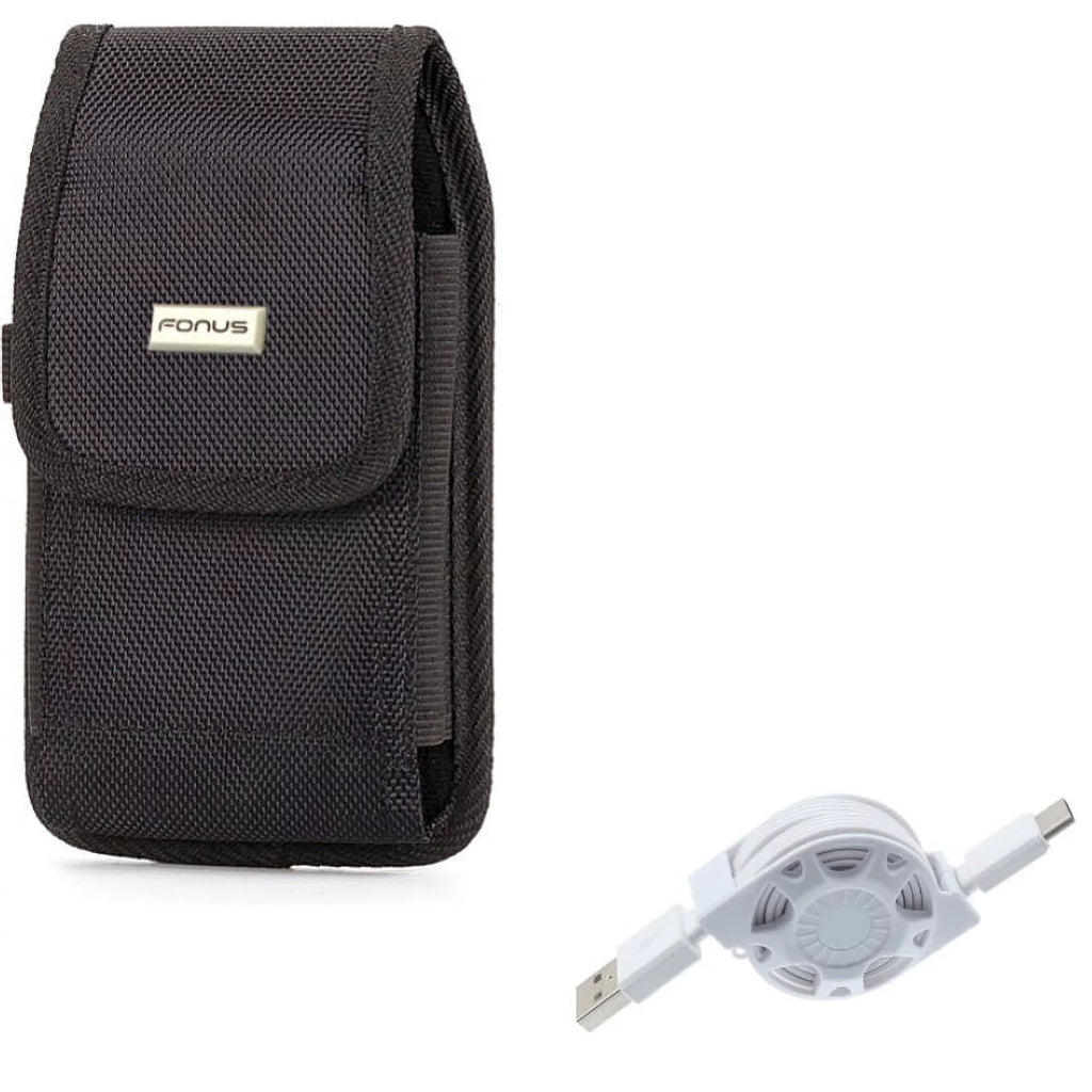 3a D1A Rugged XL Retractable Cable Charge BLU for Case - Plus Wire Google USB Holster - 2 Sync XL w XI Motion Blackberry Type-C XL - Pixel G9, Legacy White XL Coolpad 3 Power Vivo Belt
