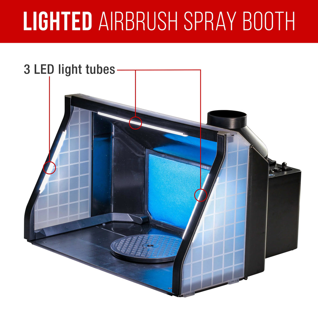 Hose LED Portable, Booth Airbrush (Extends Dual Extension up to Feet) Lights, Kit Spray 5.6 Exhaust Fan, Hobby with