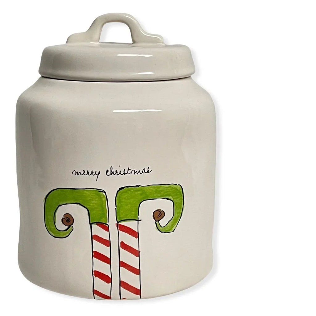 Letters CHRISTMAS Black LL MERRY White With Ceramic ELF Dunn Canister Rae