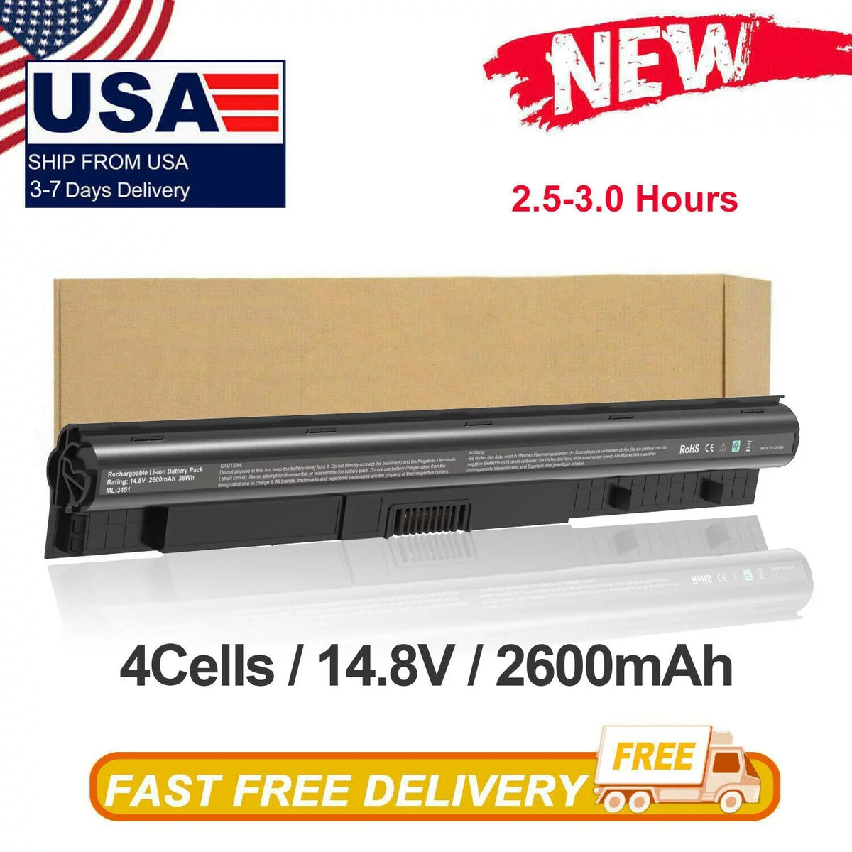 DELL 5458 Battery 5755 5559 5455 M5Y1K Laptop 54515452 K185W 5758 For Inspiron /