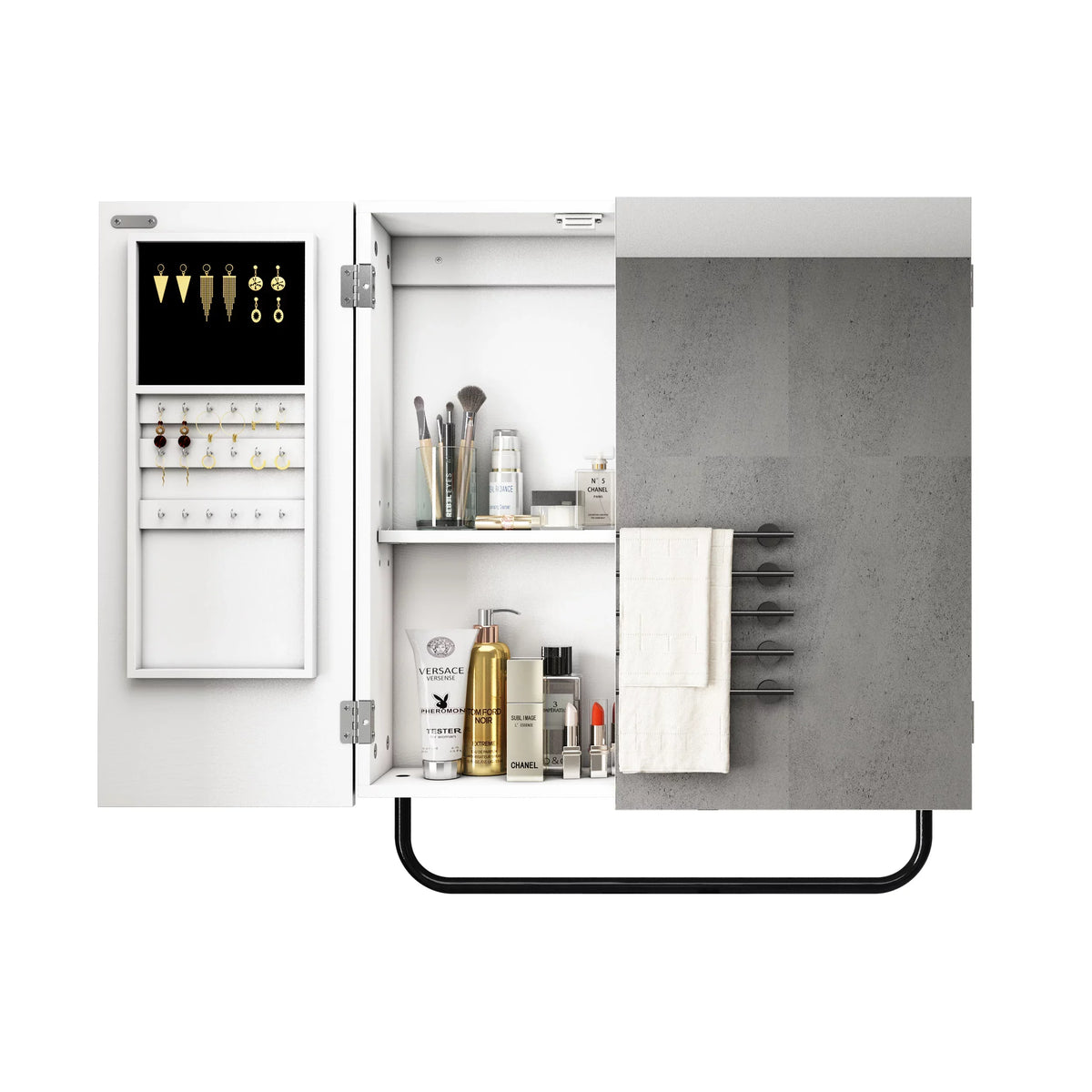 Cabinet Wall Cabinet Jewelry HLR for Square Bathroom, Mounted Mirror with Mirror, 2-Tiers