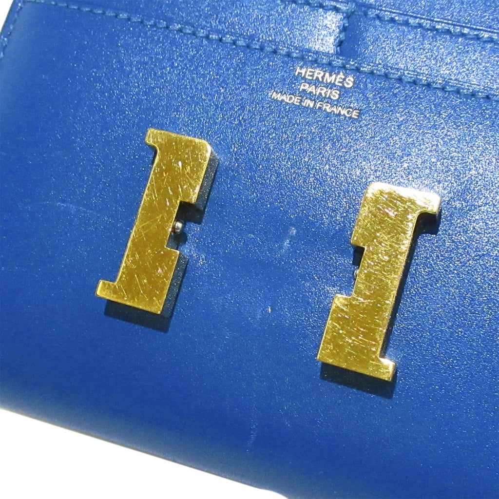 Wallet Wallets Authenticated Pre-Owned Small Constance (Good) Unisex Calf Hermès Leather Compact Blue