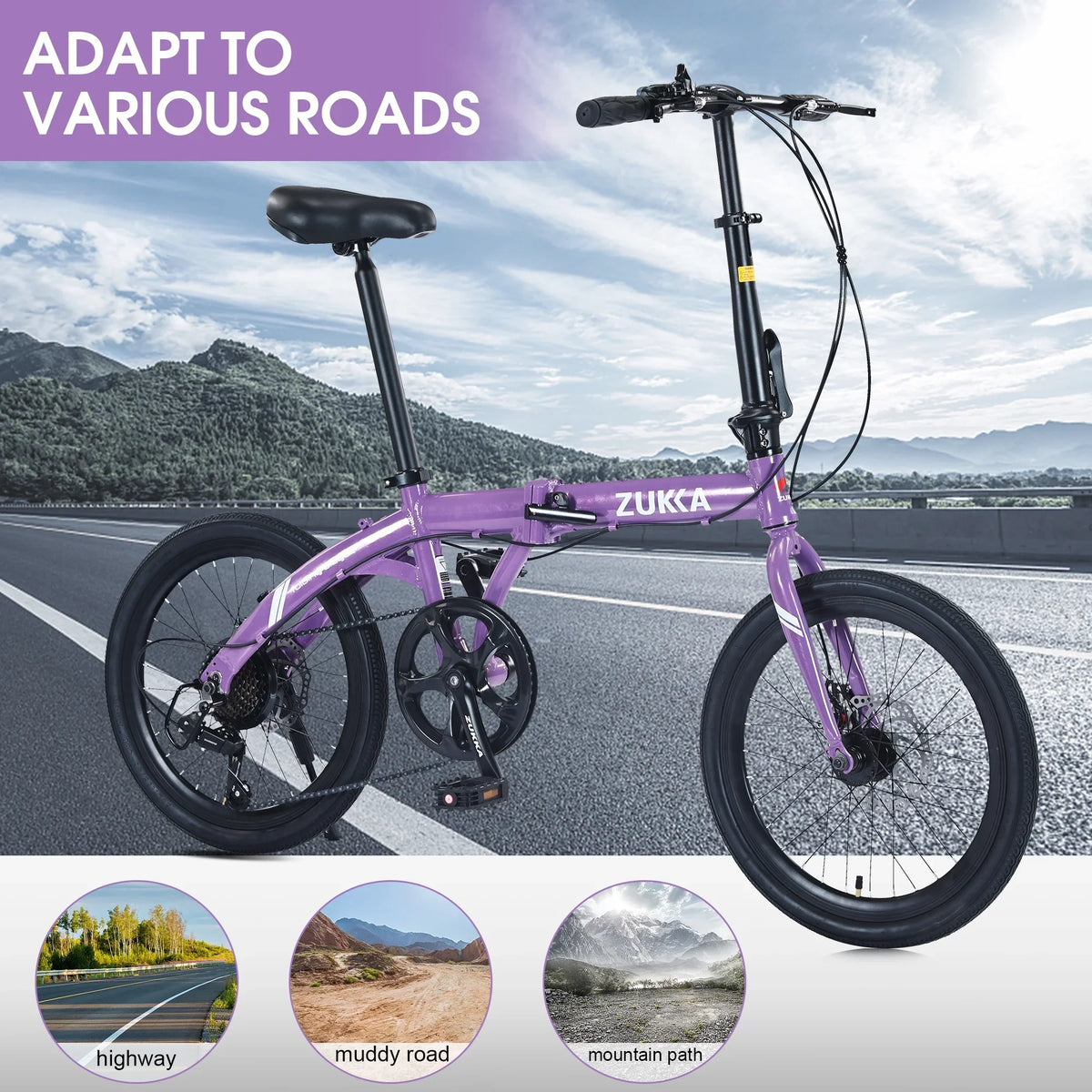 Aluminium Bike, Purple Speed Folding Alloy 8 Frame, Bicycle, City 20"