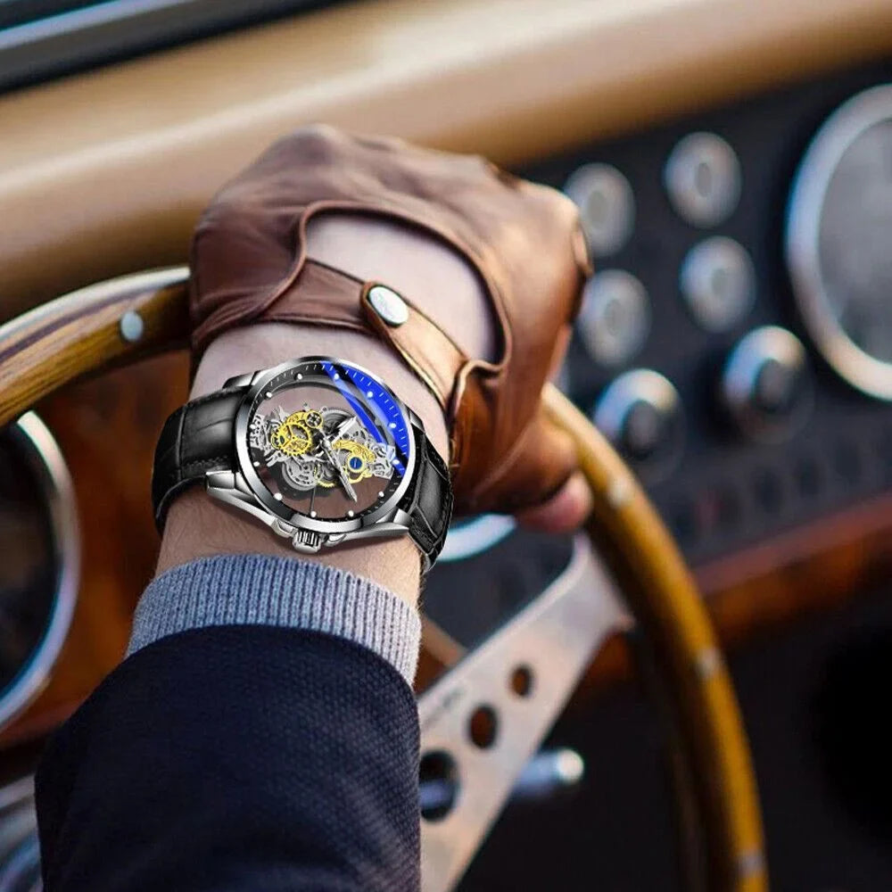 Automatic Skeleton Business Watch Steel Men's USA Stainless Hollow Quartz Luxury
