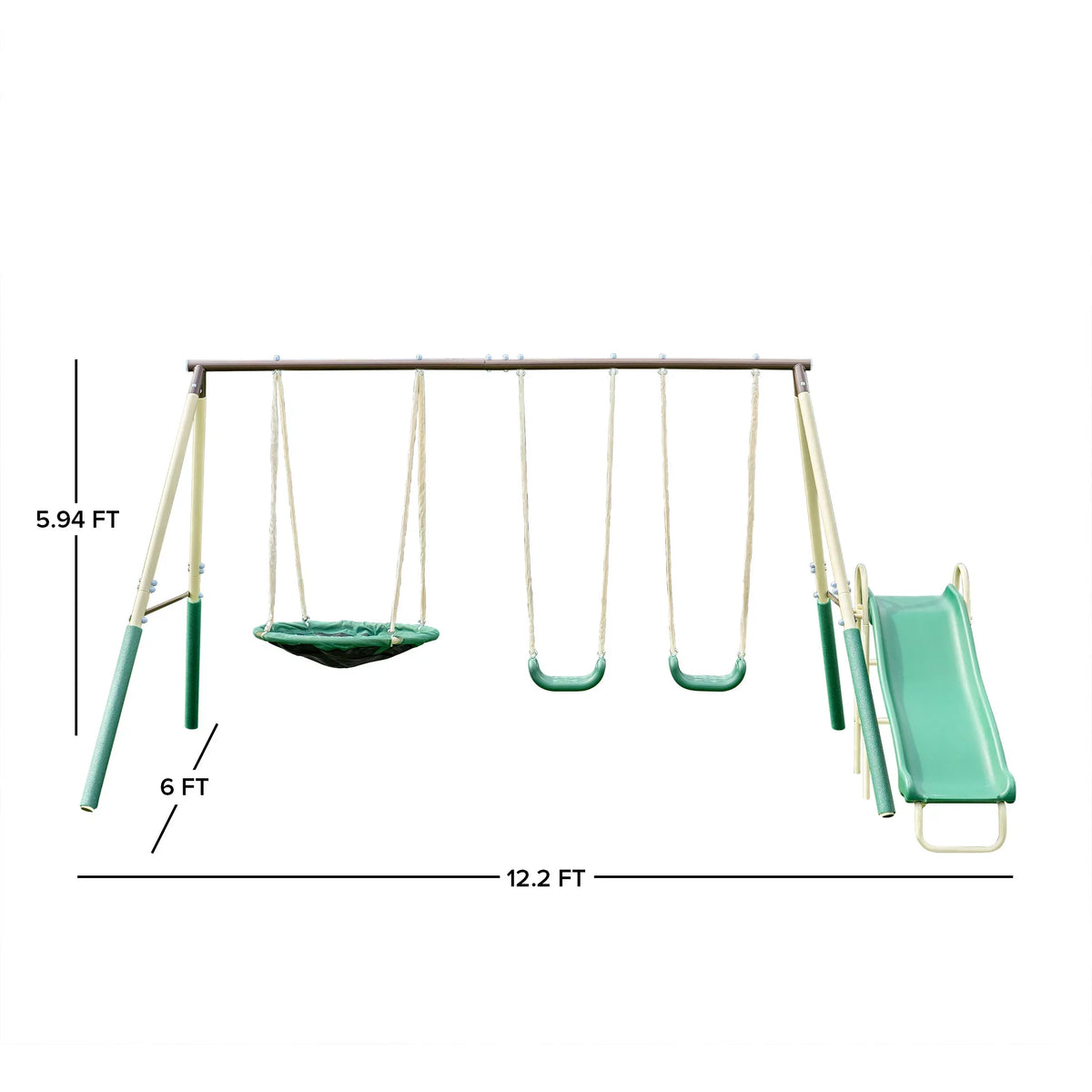 Saucer on Metal Slide, BONUS Lifetime Kit Saucer Swing and Padded Warranty Blow with Molded Sportspower Anchor Super Set Swing,