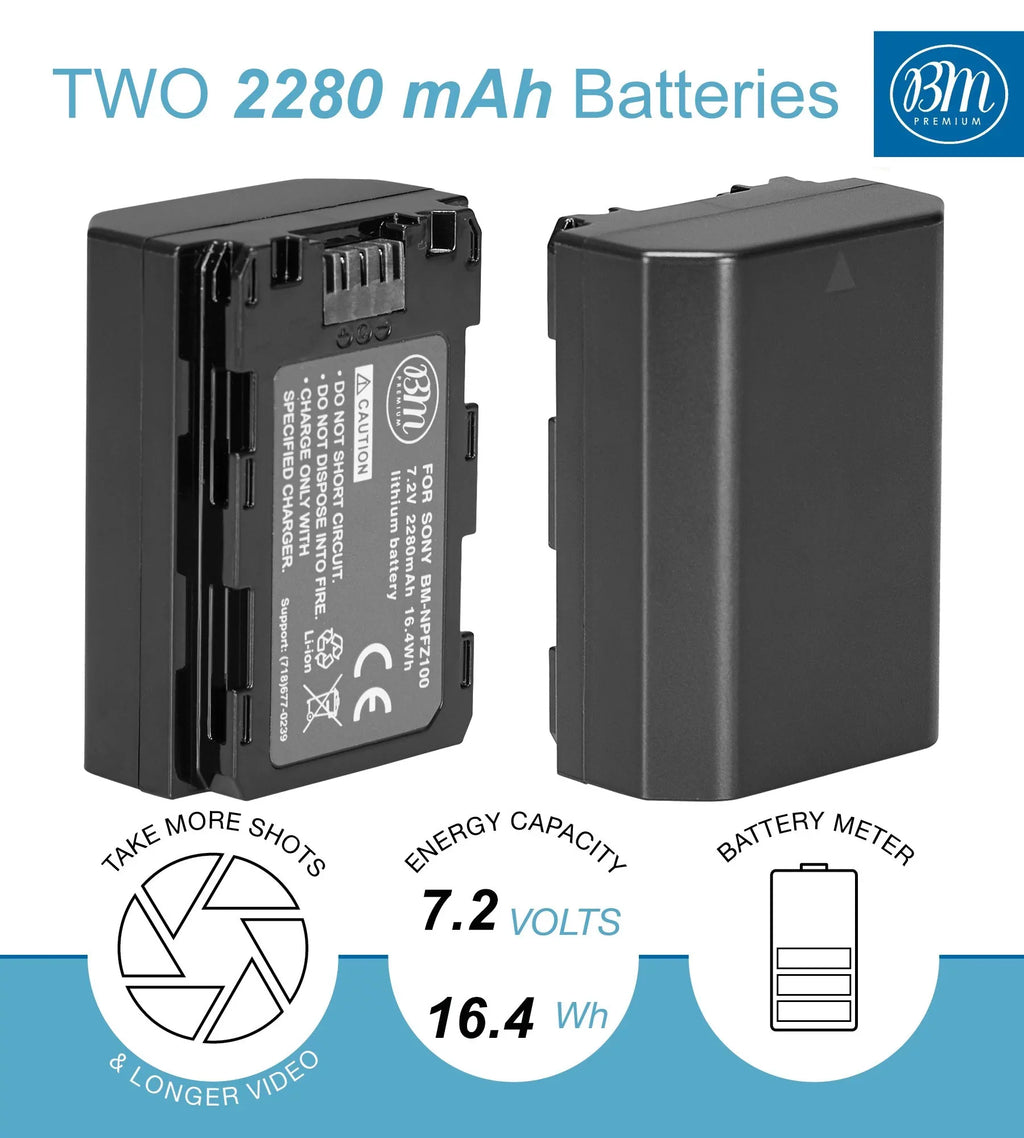 for A7R III, Batteries Charger III, a9 III, a7R A7R3, 2 a7 9R, Alpha Alpha IV, A9, NP-FZ100 II, Alpha a7S Sony and 9S a6600, Cameras Alpha BM Dual Bay