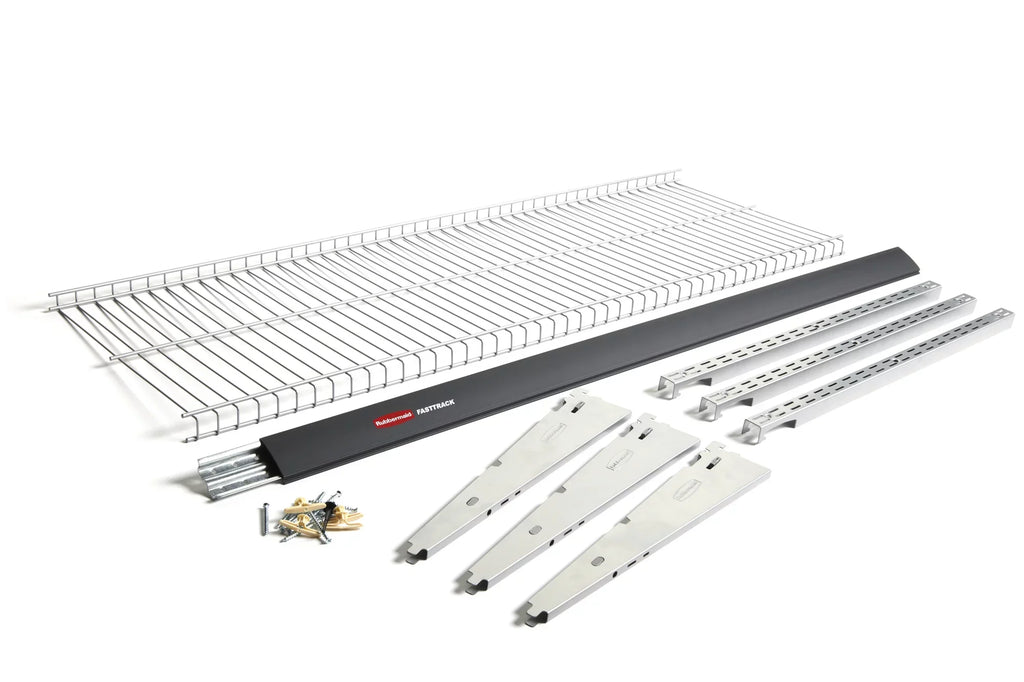 Kit, Steel Fast Track Storage Track System Rubbermaid 9-Piece Garage Wire Shelf Starter