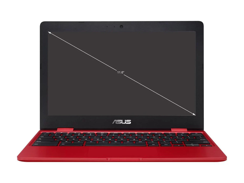 Intel ASUS Red, Chromebook 32GB 4GB Flash Storage, C223NA-DH02-RD Laptop Celeron, in RAM, 12,