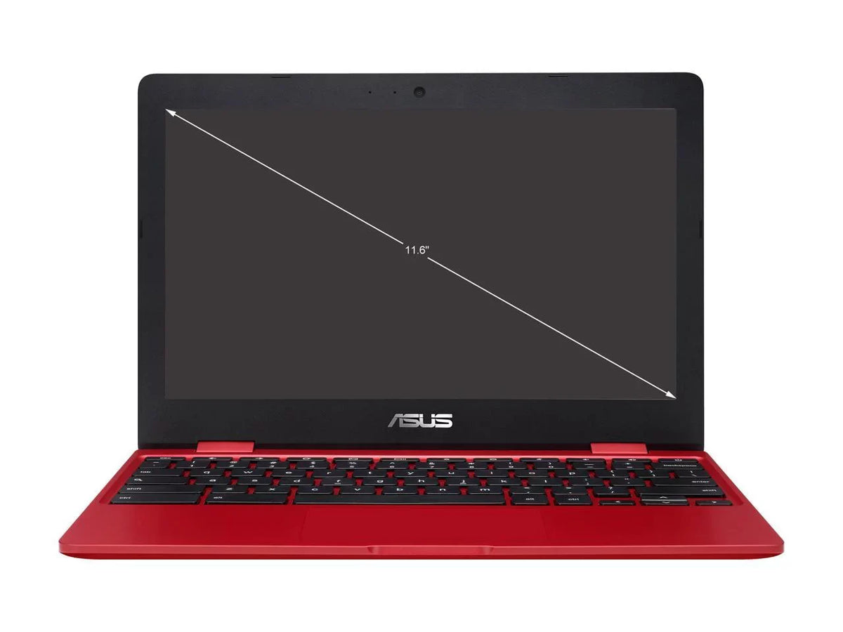 Intel ASUS Red, Chromebook 32GB 4GB Flash Storage, C223NA-DH02-RD Laptop Celeron, in RAM, 12,