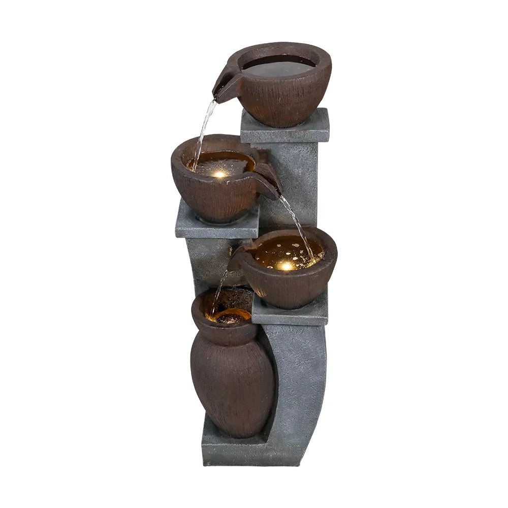 for Light Garden, Fountain Modern Outdoor Backyard LED Willwolf Fountains - Outdoor Patio, Porch, Decor 32.8''H and Deck, Art Garden 4-Tier Home with