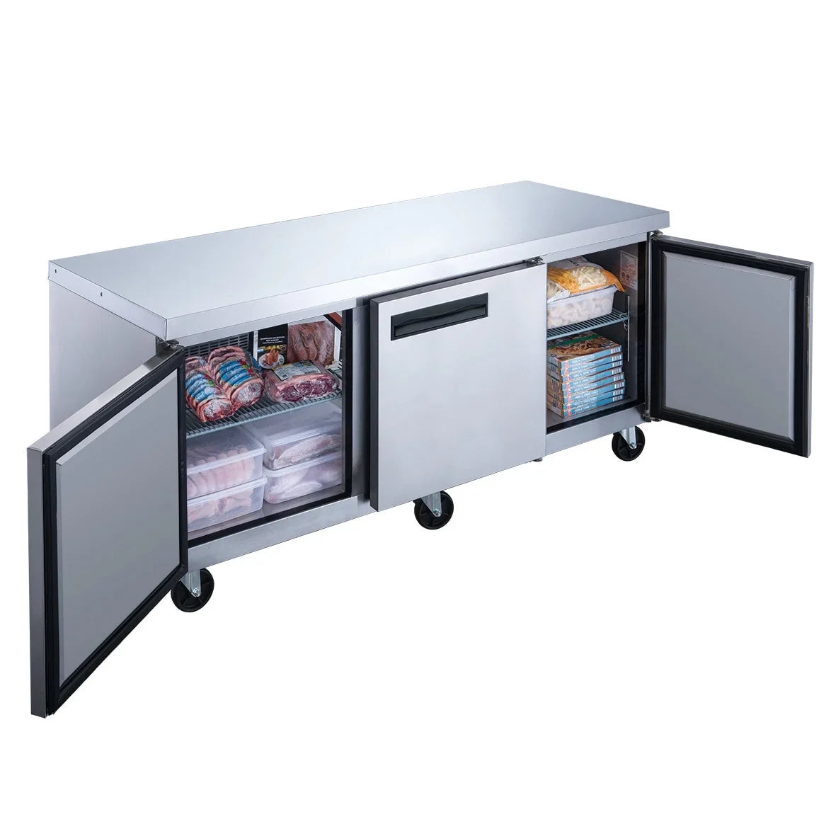 ft. 18.96 Three 72 cu. Stainless Undercounter in. Freezer Steel Door in Commercial
