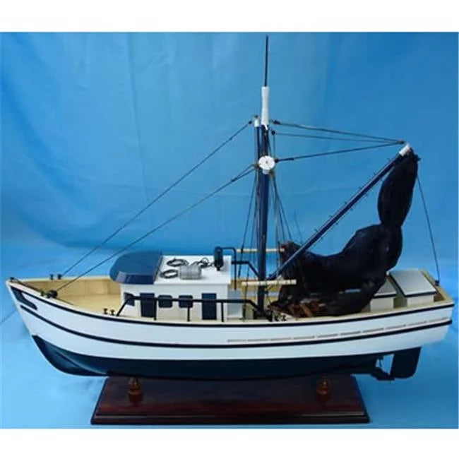 5in. Model Boat - 19in. Boat Modern Shrimp 25in. Natural Old Handicrafts x Wood x