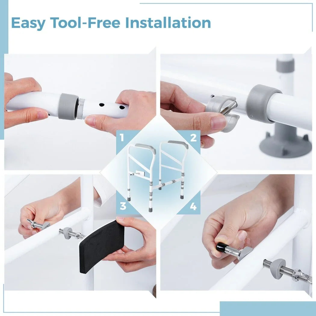 Rails Handles Non-Slip Disabled, for Fit Toilet with Free-Assembly, Support Aid Safety Toilet All Large Toilet for Safety Adjustable Mats, Standing Frame, Toilet Toilets Elderly,