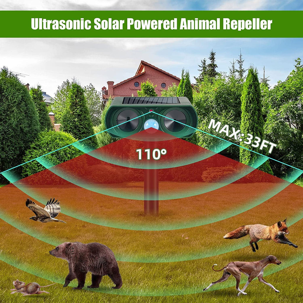 Raccoon Solar Repellent Cat Keep Animal Sensor Flashing Pack with Animal Dog Repeller Lights Ultrasonic & Deer Away Animal Outdoor Pest Fox PIR 2 Mouse to Repeller Deterrent Waterproof