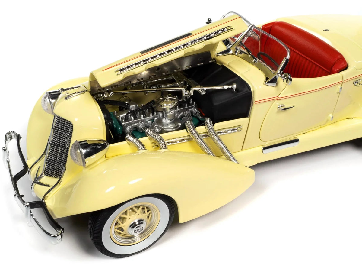 Diecast Car, Auburn Autoworld Red with Model 851 Speedster 1935 Cream AW297 1-18