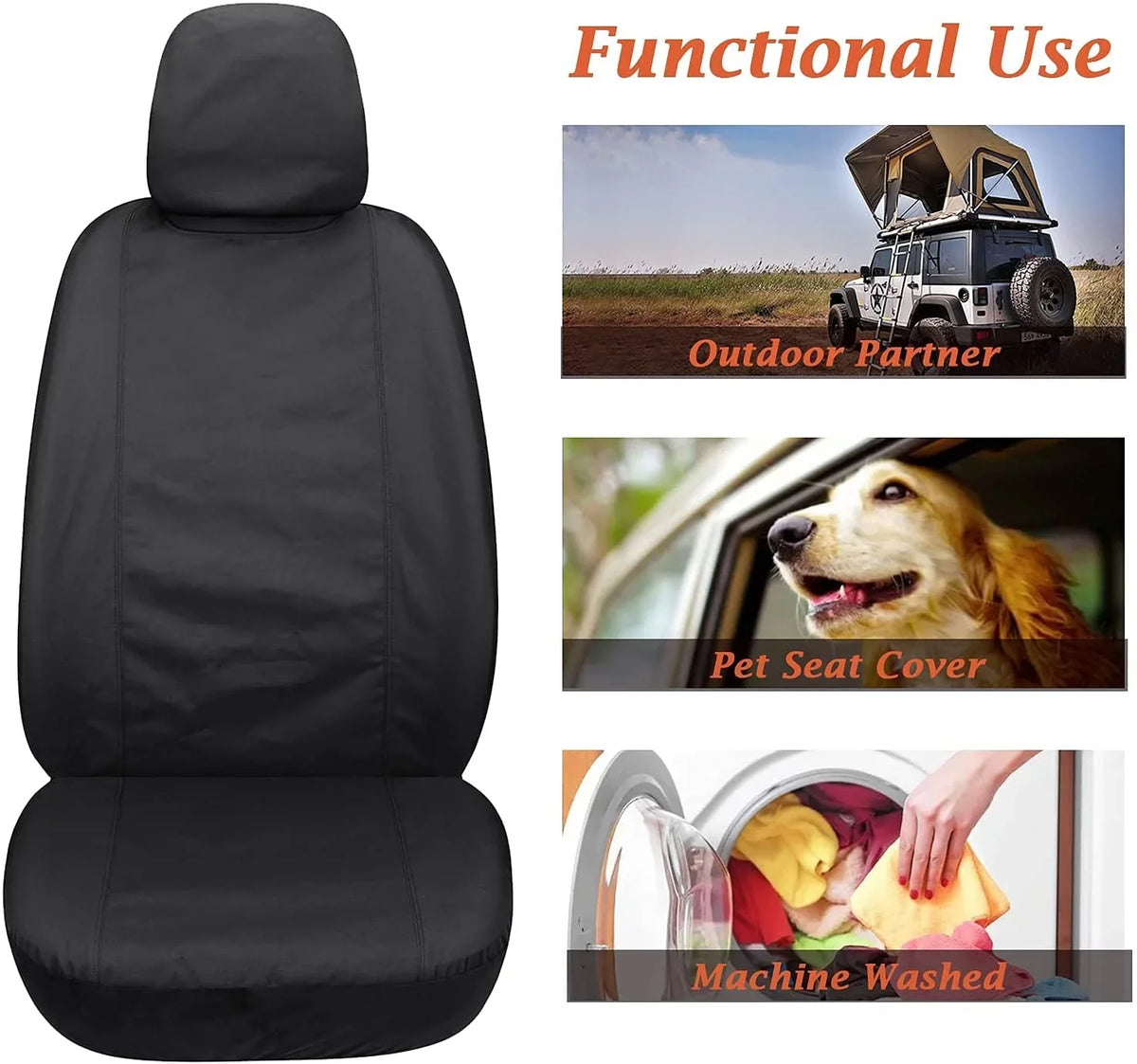 Seat Protectors, Waterproof for Sedans, Covers and Fit Most Black for SUVs, 2PCS Trucks Coverado Seat Vans, Covers Universal Cars, Oxford Front Seat Auto