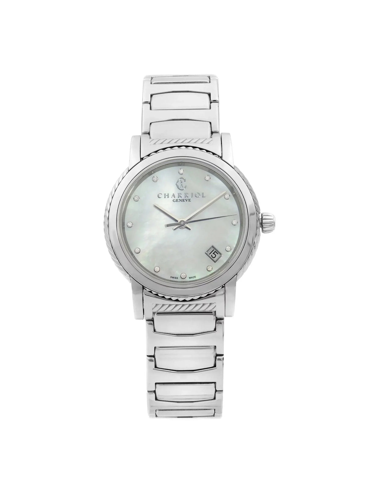 Parisii MOP Dial Ladies Quartz P33S2.920.001 Watch Diamond Charriol Steel White