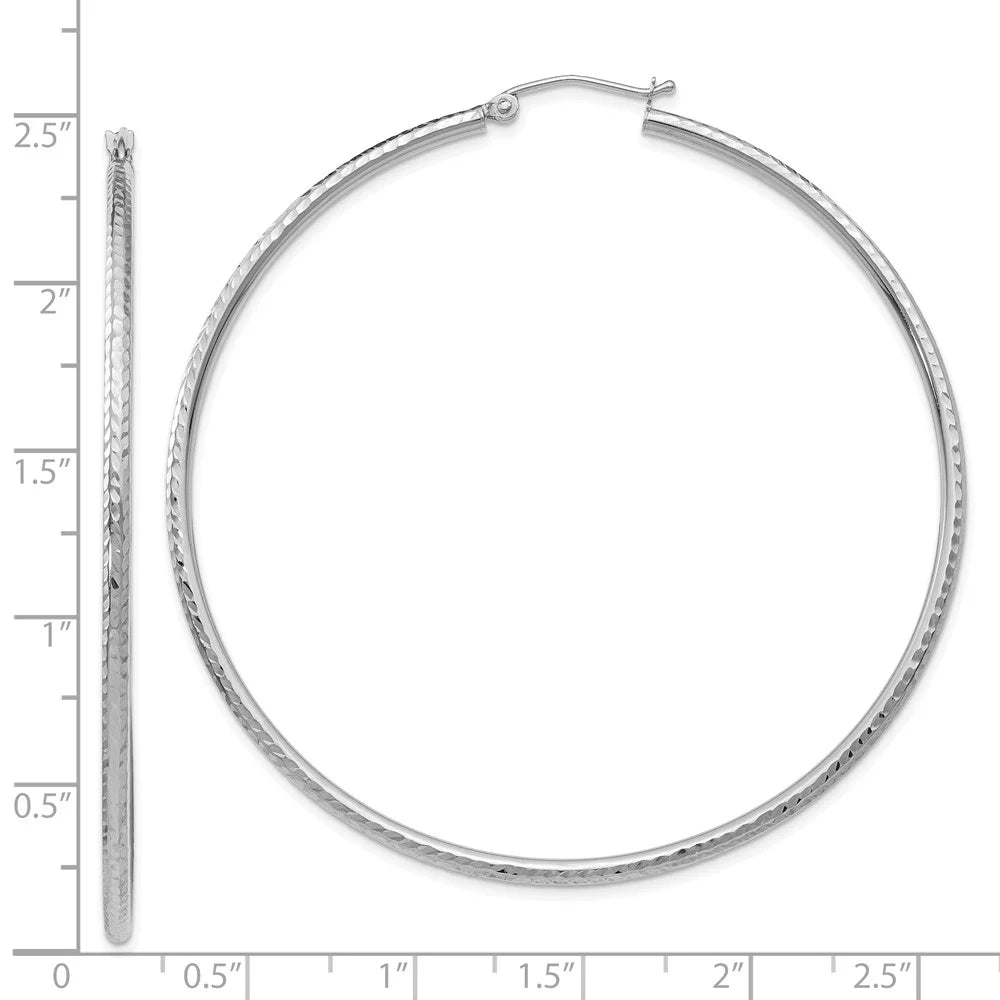 Tube for Women Diamond-cut Gold Earrings; Real and for and White Round Adults Hoop Teens; Men 2mm 14kt