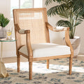 Finished Fabric Accent Studio Wood French Oak Beige Chair and Traditional Honey Baxton Garridan