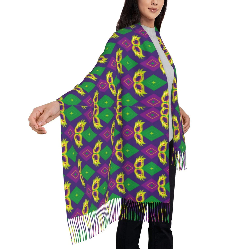 Elegant For Women Print Gras Art Soft Gifts- Mardi Bingfone Feel Cashmere Carnival3 Scarf Scarves Warm Large Winter Wrap Shawl