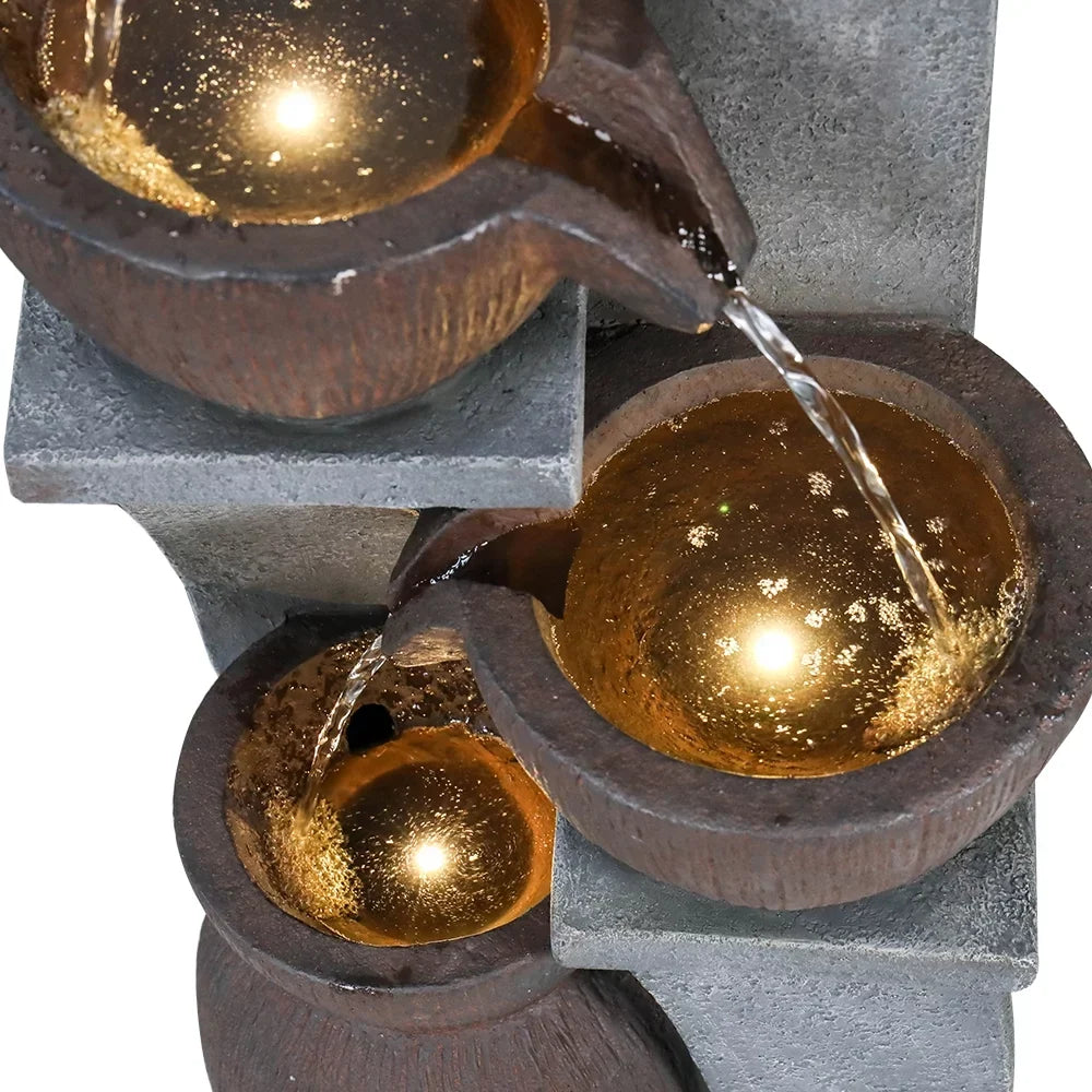 for Light Garden, Fountain Modern Outdoor Backyard LED Willwolf Fountains - Outdoor Patio, Porch, Decor 32.8''H and Deck, Art Garden 4-Tier Home with