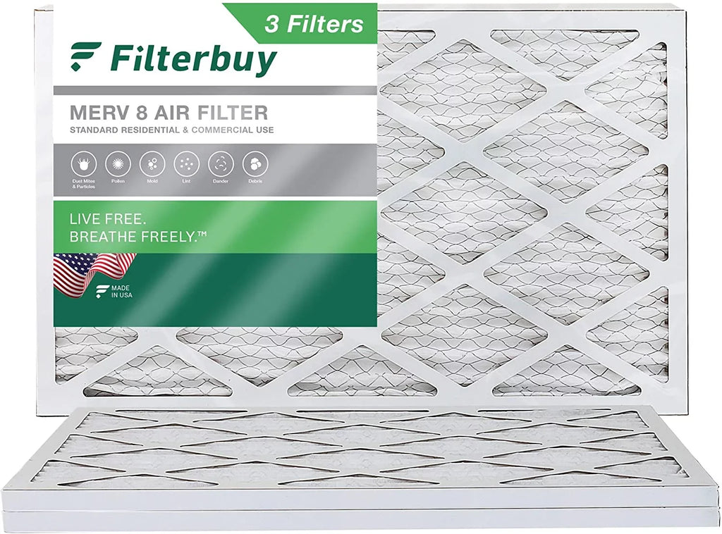 AC Pleated Furnace MERV HVAC Air 8 14x30x1 Filterbuy Filters (3-Pack)