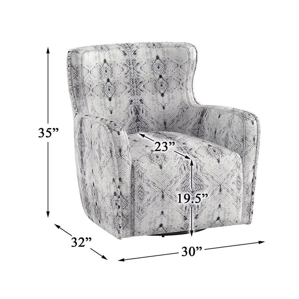 Swivel Lexicon White Contemporary Chenille in 30" Off Geometric Chair Lonita