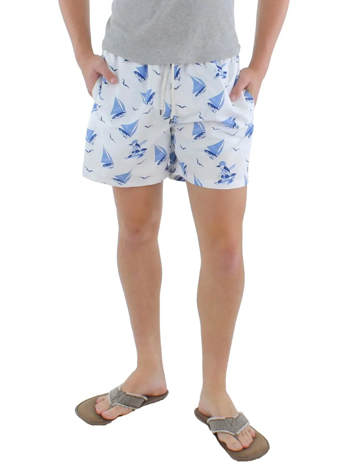 Ralph Swim Lauren Beachwear Printed Trunks Polo Mens Sailboat