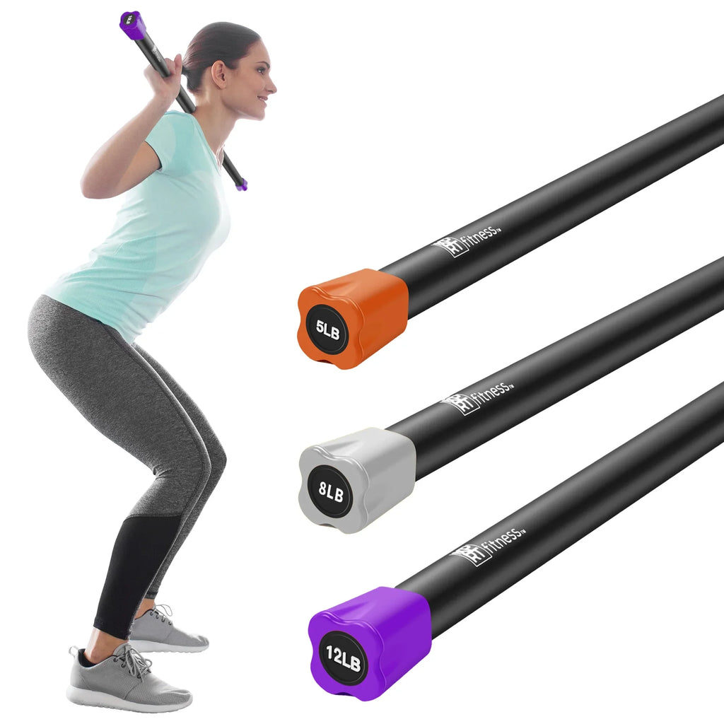 Exercise Padded Bar Aerobic Fitness Total Body 5lb+8lb+12lb Foam Workout For Steel With XPRT Weight