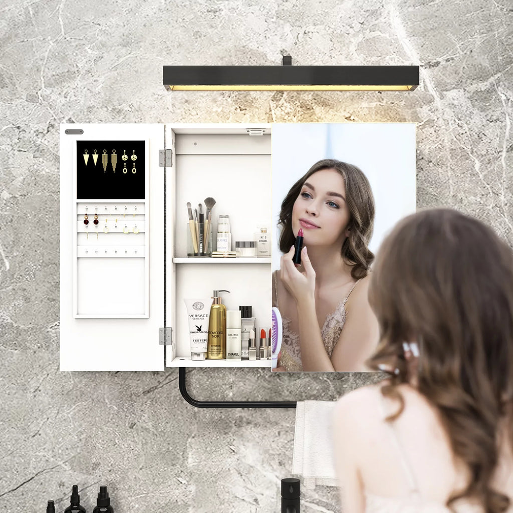 Cabinet Wall Cabinet Jewelry HLR for Square Bathroom, Mounted Mirror with Mirror, 2-Tiers