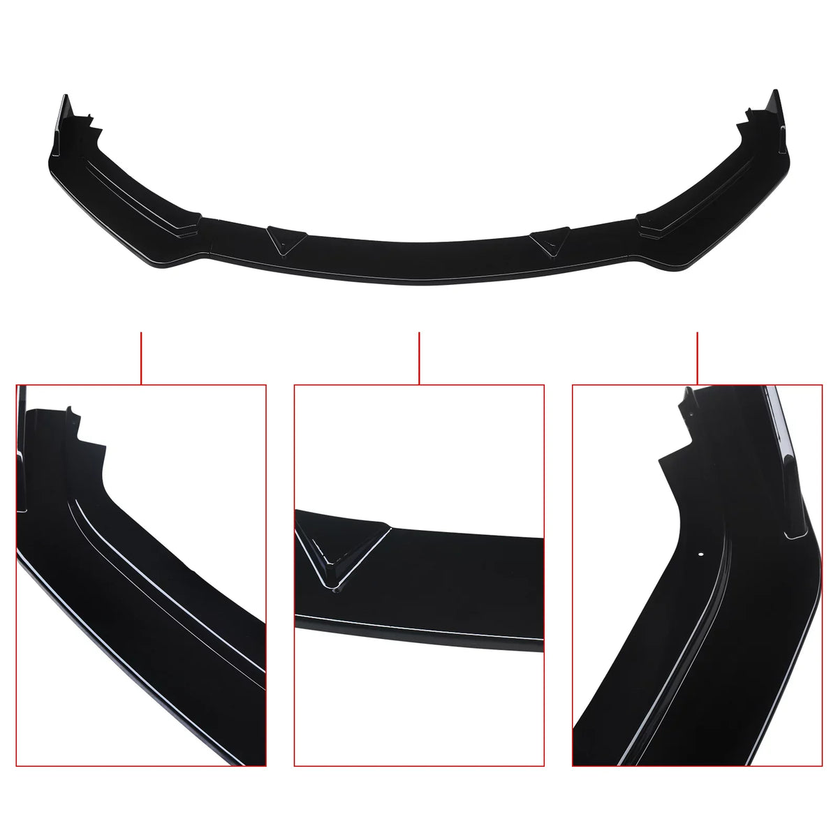 for Infiniti Q60 Front 3PCS 2017-2023 NINTE Gloss Bumper Lip Black