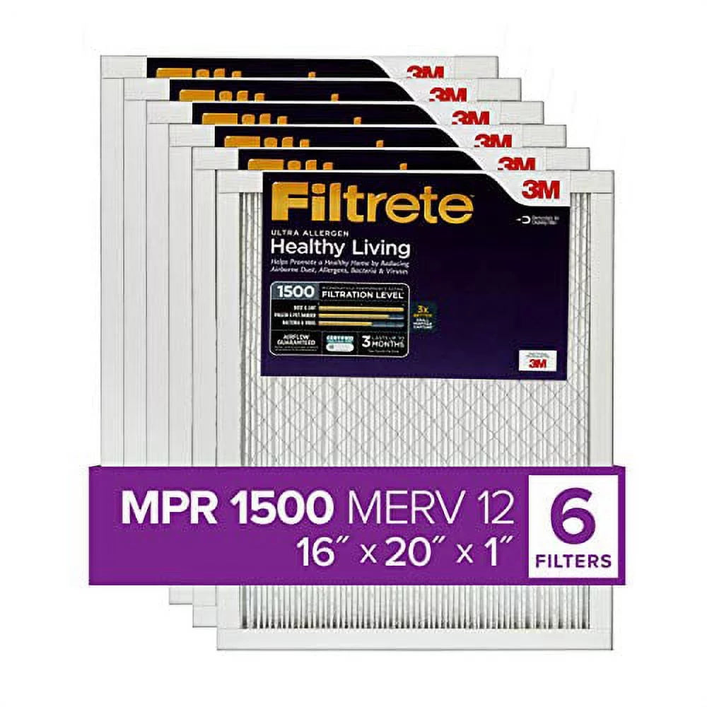 Filtrete Furnace Air 6-Pack 1500, 16x20x1, (exact MPR 19.69 Healthy Living Ultra 0.78) dimensions AC x x Allergen, 15.69 Filter,