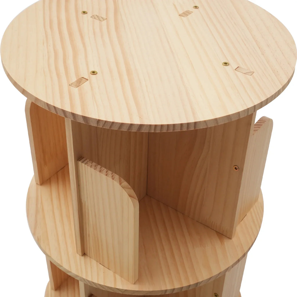 Table Standing YIYIBYUS Floor Rotating Rack Wooden Night Stand Bookshelf Organizer Bookcase Storage Bedside