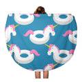 Mat Round Towels Unicorn Circular Blanket inch Beast Blue for Throw 60 Tapestry Magic Circle KDAGR Travel Beach Inflatable Toy Swimming Towel Pattern Beach