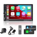 7" [Wireless] CarPlay Apple USB Android Double Rear Stereo Car Auto Touchscreen Bluetooth Radio AM/FM Din Camera
