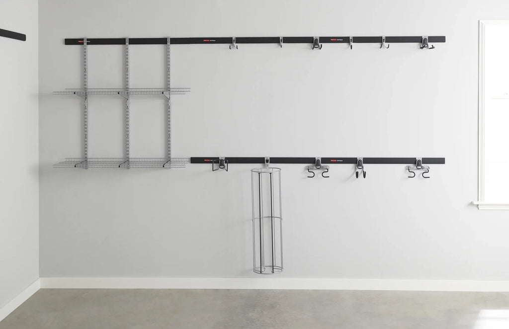 Kit, Steel Fast Track Storage Track System Rubbermaid 9-Piece Garage Wire Shelf Starter